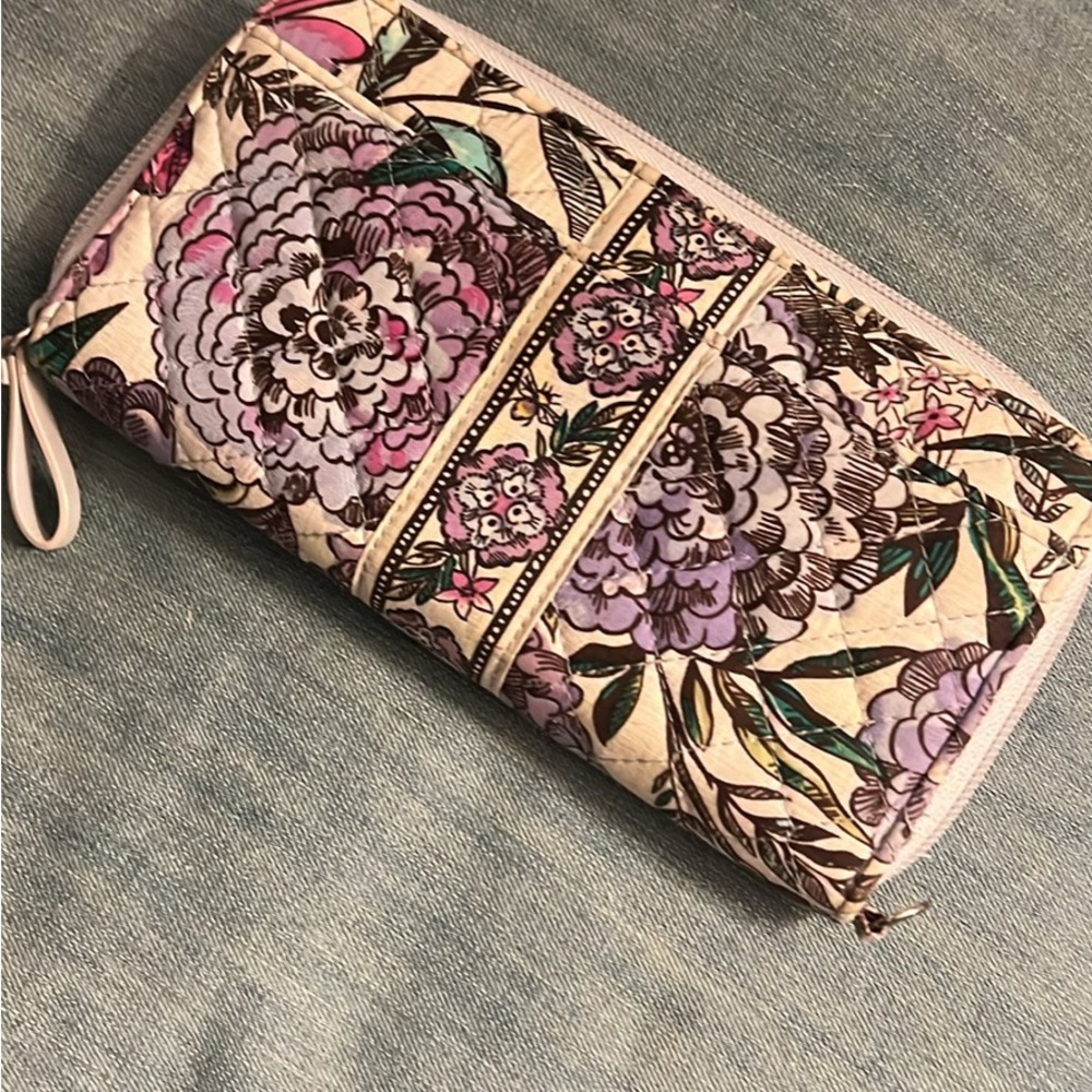 Vera Bradley Purple and Cream Floral Wallet